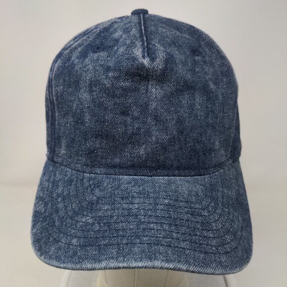 No Boundaries Snapback Hat Blue One Size Adjustable Vented Holes Denim Blank - Picture 2 of 8